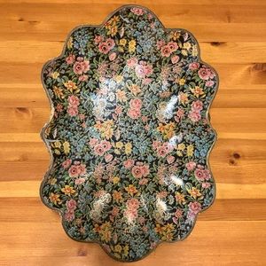 Rare, Vintage Highmount Quality scalloped edged serving tray, papermache